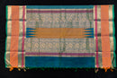 Striking Dual-Tone Peacock Blue Silk Cotton Saree with Mustard and Gold Pallu