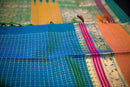 Striking Dual-Tone Peacock Blue Silk Cotton Saree with Mustard and Gold Pallu