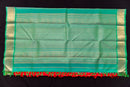 Striking Red Pure Silk Saree with Teal Pallu and Border