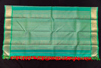 Striking Red Pure Silk Saree with Teal Pallu and Border