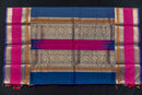Striking Dual-Tone Blue Silk Cotton Saree with Pink and Gold Pallu