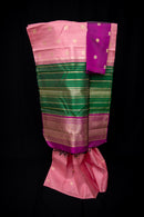 Luminous Rose Pink Pure Silk Saree with Double Pallu