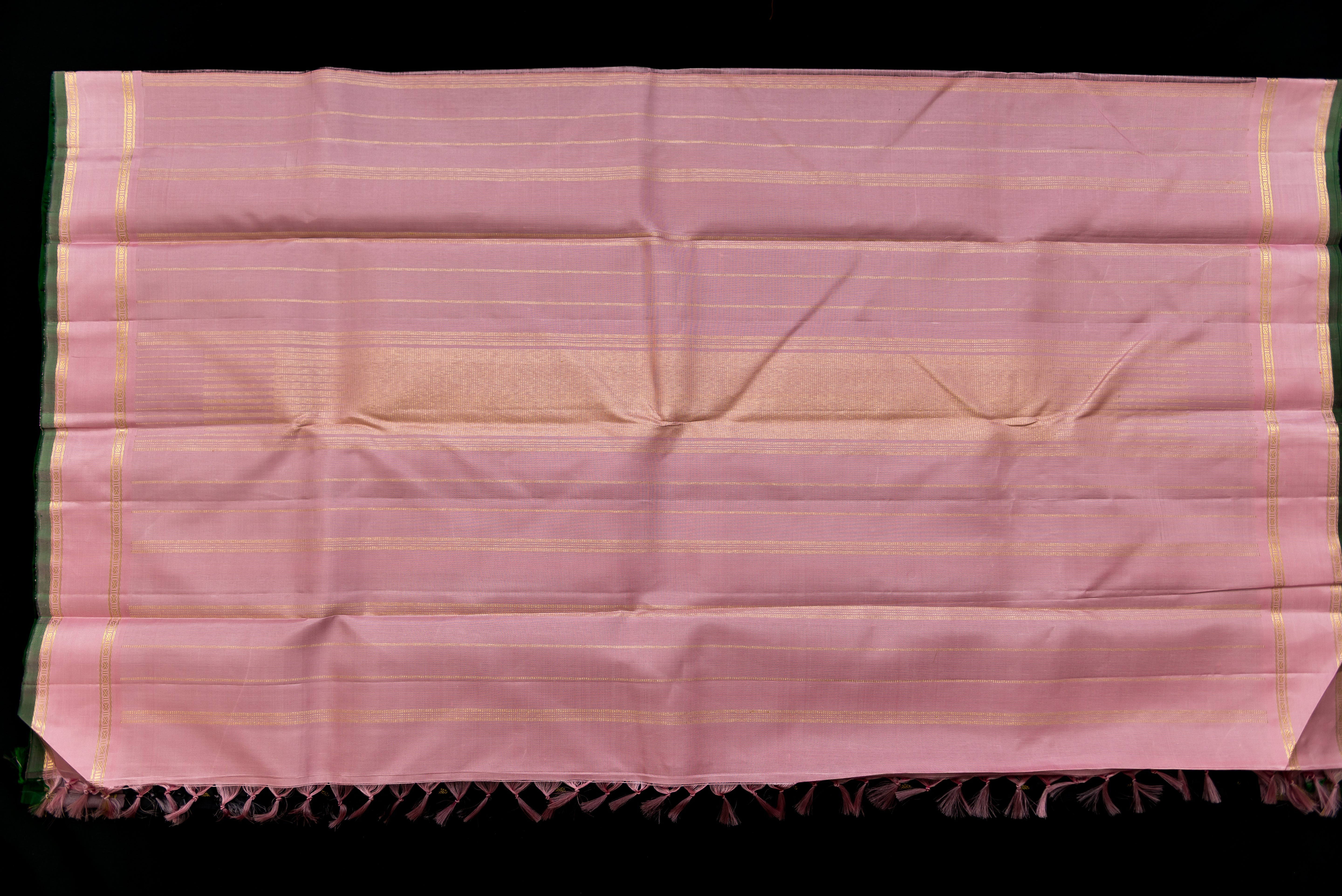 Sophisticated Black Pure Silk Saree with Rose Pink and Gold Pallu