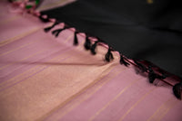 Sophisticated Black Pure Silk Saree with Rose Pink and Gold Pallu