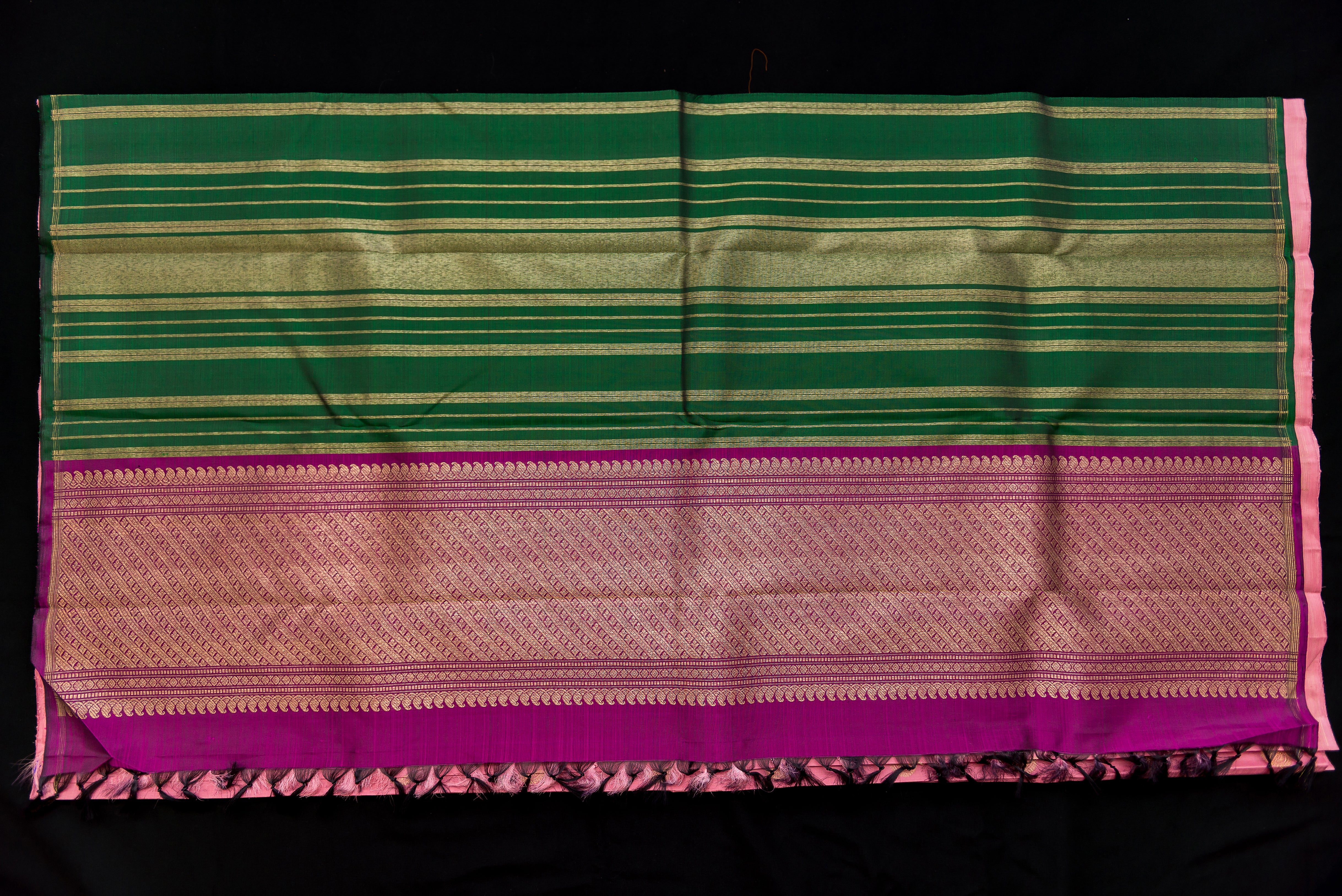Luminous Rose Pink Pure Silk Saree with Double Pallu