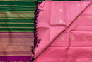 Luminous Rose Pink Pure Silk Saree with Double Pallu