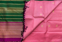 Luminous Rose Pink Pure Silk Saree with Double Pallu