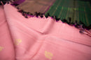Luminous Rose Pink Pure Silk Saree with Double Pallu