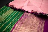 Luminous Rose Pink Pure Silk Saree with Double Pallu