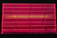 Deep Maroon Pure Silk Saree with Gold Zari Stripes