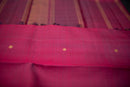 Deep Maroon Pure Silk Saree with Gold Zari Stripes