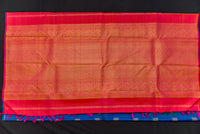 Cobalt Blue & Bright Pink Silk Saree with Kolam Zari Buttas