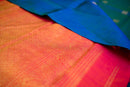 Cobalt Blue & Bright Pink Silk Saree with Kolam Zari Buttas