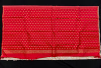 Luminous Cream and Red Pure Silk Saree with Gold Buttas