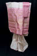 Serene Ivory Pure Silk Saree with Rose Pink and Gold Pallu