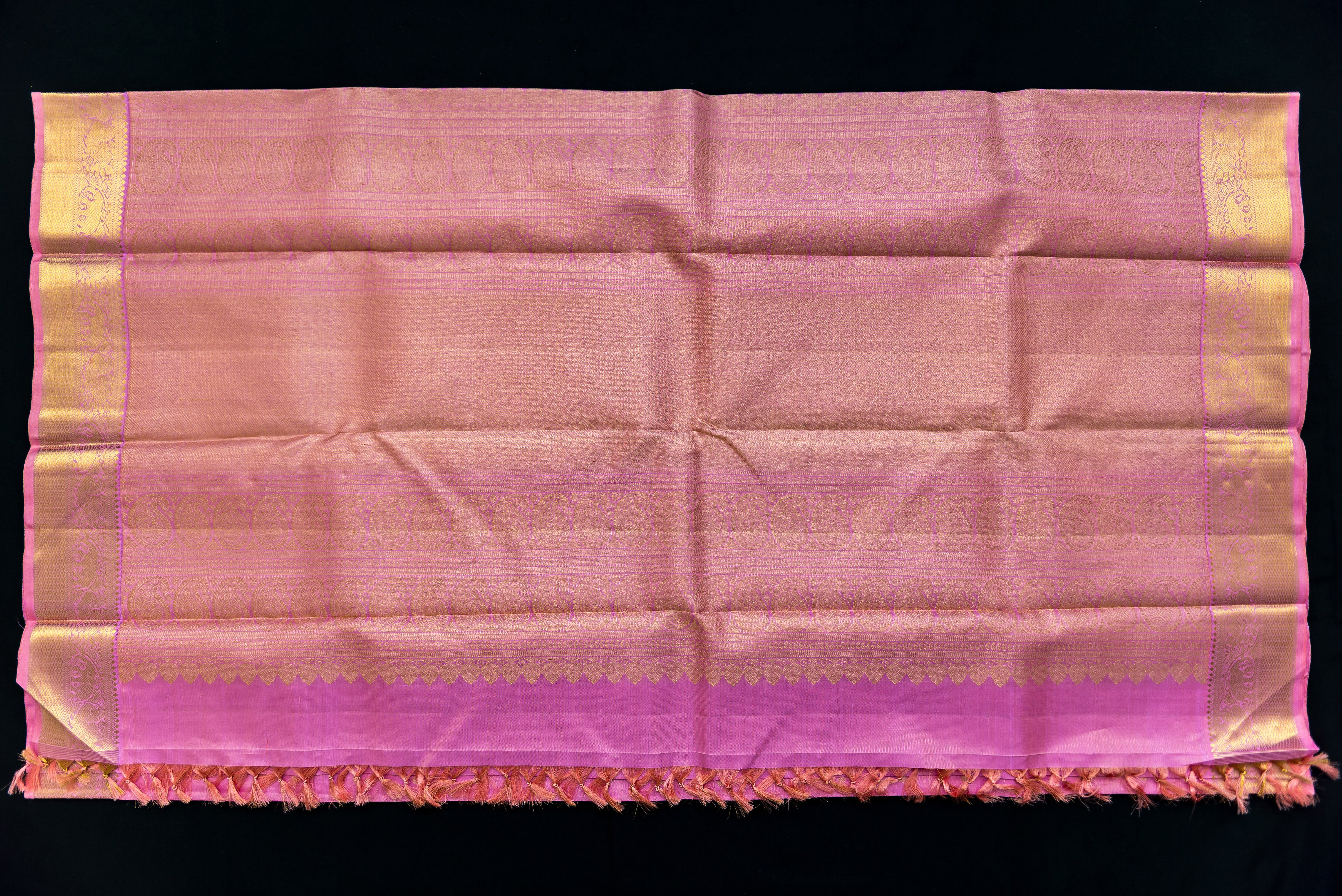 Luminous Rose Pink Pure Silk Vairaoosi Saree
