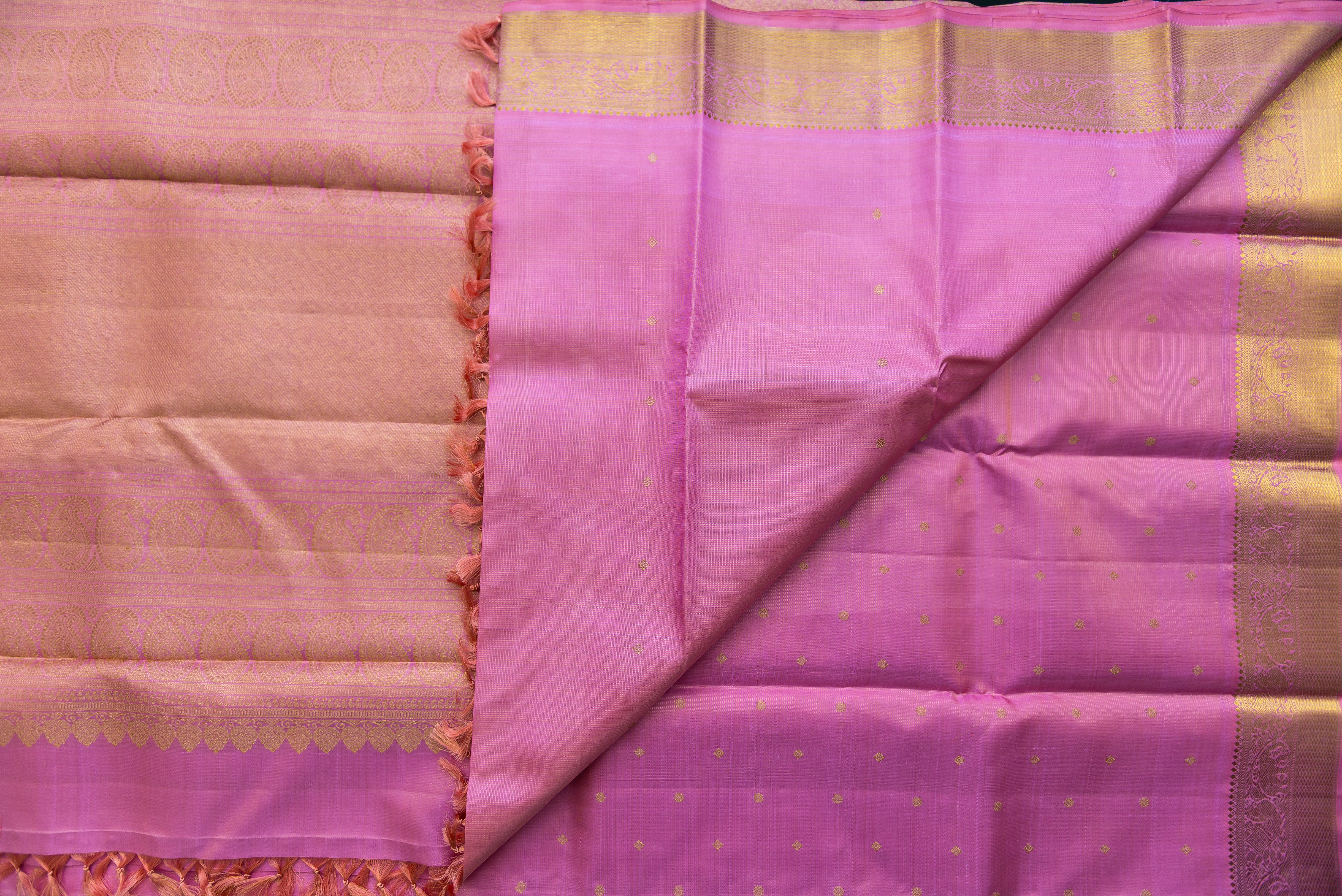 Luminous Rose Pink Pure Silk Vairaoosi Saree