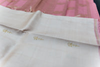 Serene Ivory Pure Silk Saree with Rose Pink and Gold Pallu