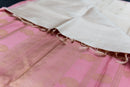 Serene Ivory Pure Silk Saree with Rose Pink and Gold Pallu