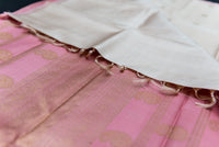 Serene Ivory Pure Silk Saree with Rose Pink and Gold Pallu