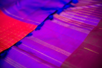 Dazzling Dual-Tone Mubbagam Pure Silk Saree in Purple and Pink