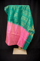 Baby Pink Vairaoosi Silk Cotton Saree with a Sea Green Pallu