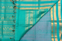 Baby Pink Vairaoosi Silk Cotton Saree with a Sea Green Pallu