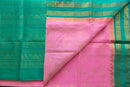 Baby Pink Vairaoosi Silk Cotton Saree with a Sea Green Pallu