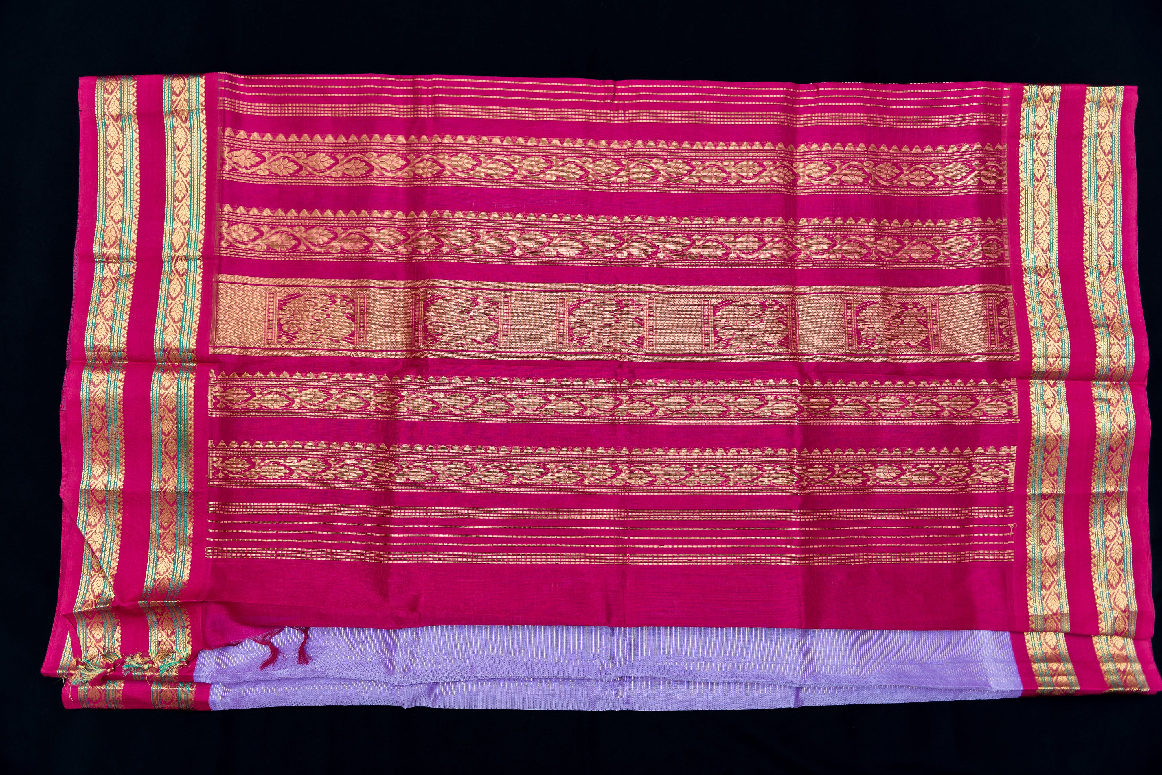 Royal Lavender and Red Vairaoosi Silk Cotton Saree