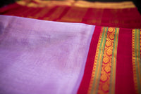 Royal Lavender and Red Vairaoosi Silk Cotton Saree