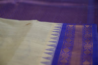 Ivory Silk Cotton Saree with Lavender Pallu