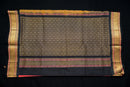 Sunset Coral and Black Silk Cotton Saree