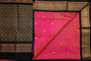 Sunset Coral and Black Silk Cotton Saree