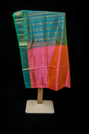 Lotus Pink Silk Cotton Saree with Emerald Pallu