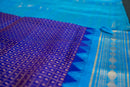 Royal Purple and Sky Blue Silk Cotton Saree