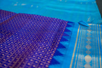 Royal Purple and Sky Blue Silk Cotton Saree
