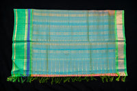 Lotus Pink Silk Cotton Saree with Emerald Pallu