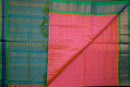 Lotus Pink Silk Cotton Saree with Emerald Pallu