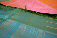 Lotus Pink Silk Cotton Saree with Emerald Pallu