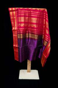 Deep Purple and Red Silk Cotton Saree