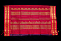 Deep Purple and Red Silk Cotton Saree