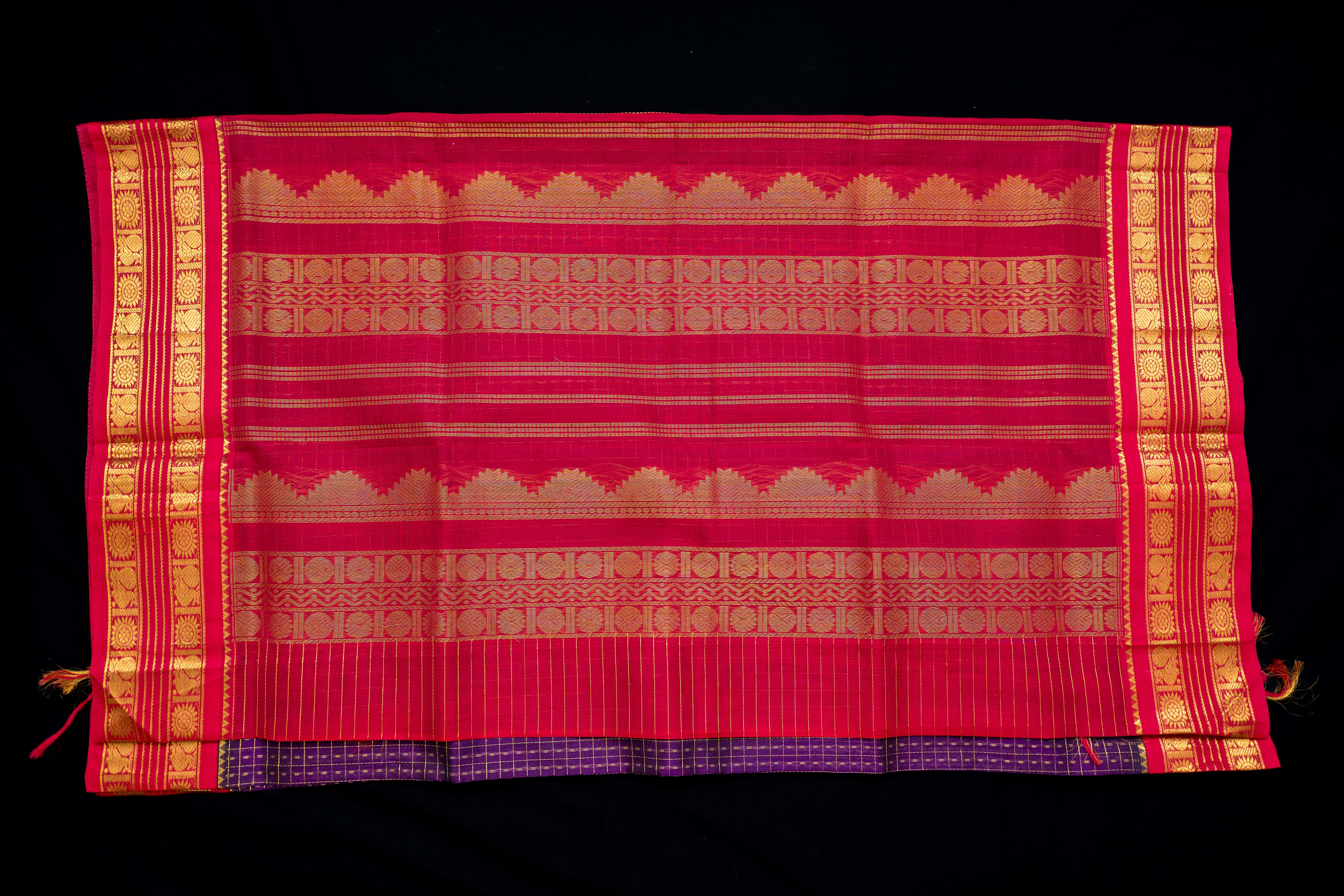 Deep Purple and Red Silk Cotton Saree