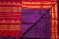 Deep Purple and Red Silk Cotton Saree