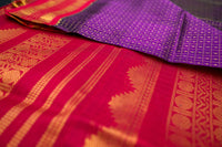 Deep Purple and Red Silk Cotton Saree