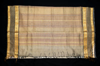 Elegant Off-White & Black Silk Cotton Saree