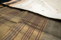Elegant Off-White & Black Silk Cotton Saree