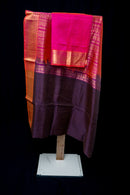 Deep Purple and Lotus Pink Silk Cotton Saree