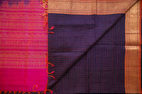 Deep Purple and Lotus Pink Silk Cotton Saree