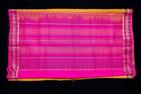Radiant Mustard Gold & Rani Pink Silk Cotton Saree
