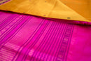 Radiant Mustard Gold & Rani Pink Silk Cotton Saree